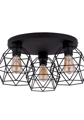 TK Galaxy loftlampe, m. 3 skjermer - svart metall