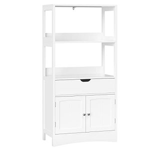 VASAGLE stort badevrelsesskab, m. 2 lger, 1 skuffe og 2 bne hylder - hvid MDF