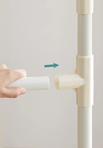 SONGMICS RDR01WT Klädhängare i metall med 2 hängskenor och 1 hylla, Belastar upp till 70 kg, Enkel montering, Vit