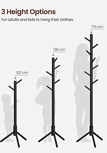 VASAGLE stum tjener, m. 8 kroker - svart tre