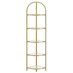 VASAGLE hjrnereol, m. 5 hylder - hrdet glas og guld stl