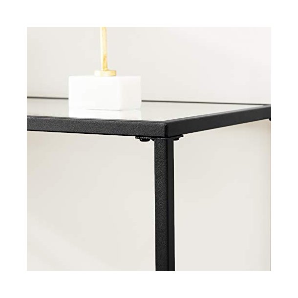 Konsolbord, m. 1 hylde - h�rdet glas og sort st�l (100x35)