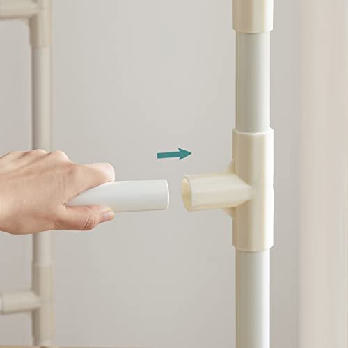 SONGMICS klesstativ, m. 2 henger og 2 hyller - hvitt stoff og jern