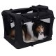 FEANDREA hundekasse, sammenleggbar, med hndtak - mesh, svart stoff og metall