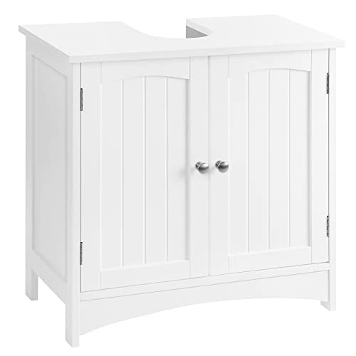 VASAGLE Elmea baderomsservant, m. 2 drer, 1 hylle - hvit MDF