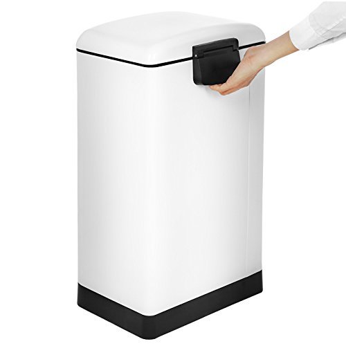 SONGMICS avfallsbeholder, 30L, med innerbtte og myktlukkende lokk, lufttett - hvitt stl