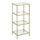 VASAGLE bokhylle, m. 4 hyller - herdet glass og gullstl