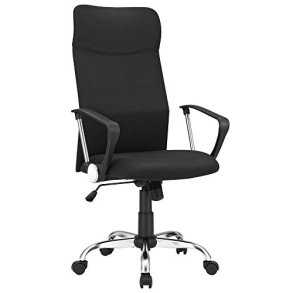 Kontorstol, m. arml�n, vippefunktion og justerbar h�jde  - sort polyester og st�l