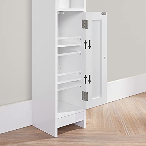 VASAGLE baderomsskap, m. 1 dr og 3 hyller - hvit MDF