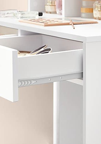 VASAGLE Sminkbord Tvttstll med 9 LED-lampor och spegel Justerbar ljusstyrka 2 ldor och 3 ppna fack Ldor Modern Vit RDT120T10