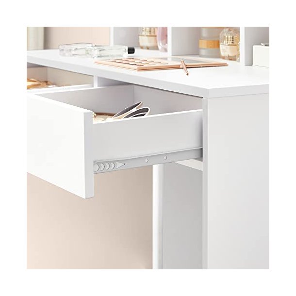 Makeupbord/sminkebord, m. spejl, 9 LED-prer, 2 skuffer, 3 rum  (80x40)