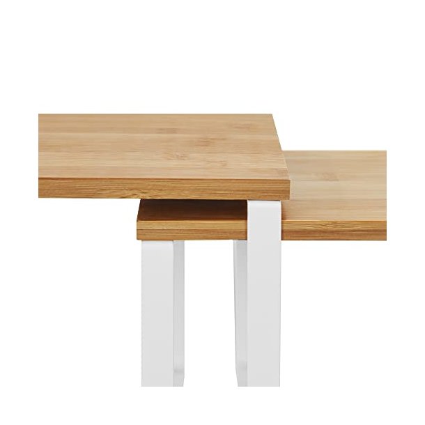 Krydderihylde, stabelbar - natur bambus og hvid metal (st med 2)