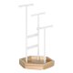 SONGMICS smykkestativ - hvitt jern og naturlig tre