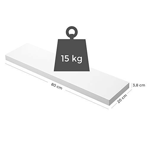 VASAGLE flytende hylle - hvit MDF (B:80)