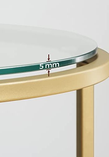 VASAGLE salongbord, rundt - herdet glass og gullstl (50)