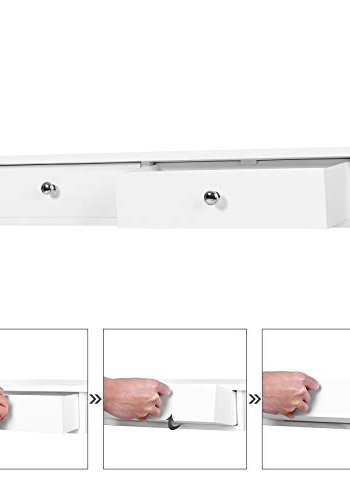 SONGMICS vegghylle, m. 2 skuffer - hvit hyglans MDF