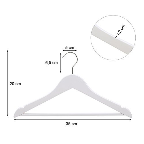 SONGMICS barnehenger, med bro og hakk, 360° roterende krok - hvit lnnetre (sett med 20)