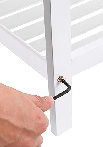 SONGMICS skohylle, m. 2 hyller - hvit bambus