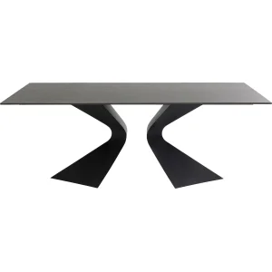 KARE DESIGN Gloria Black Ceramic spisebord, rektangulr - sort mineralmarmor og sort stl (200x100)
