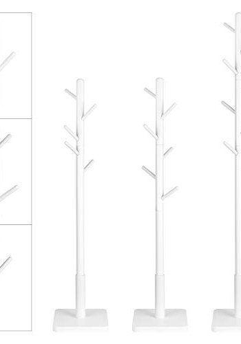 VASAGLE kldhngare, kldhngare i massivt tr, fristende hallkldhngare med 8 krokar fr rockar, hattar, vskor, handvskor, fr hall, hall, gummitrkrokar och stng, vit RCR010W02