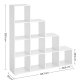 VASAGLE bokhylle, m. 10 rom - hvit sponplate