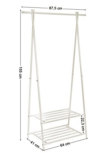 SONGMICS klesstativ, m. 2 hyller - hvitt jern