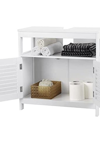 VASAGLE badevrelsesunderskab uden vask, m. 2 lamellger, 1 bent rum - hvid MDF