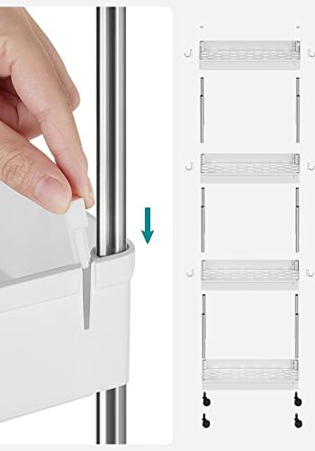 SONGMICS Aufbewahrungswagen, mit 4 Ablagen und Rädern – weißes Polypropylen und Metall