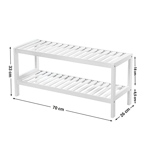 SONGMICS skohylle, m. 2 hyller - hvit bambus