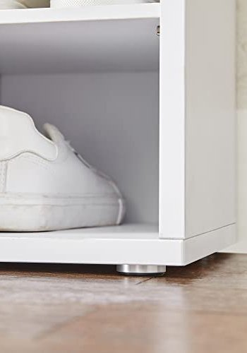 VASAGLE benk, med gr pute og 15 rom for sko - hvit sponplate (105x30)