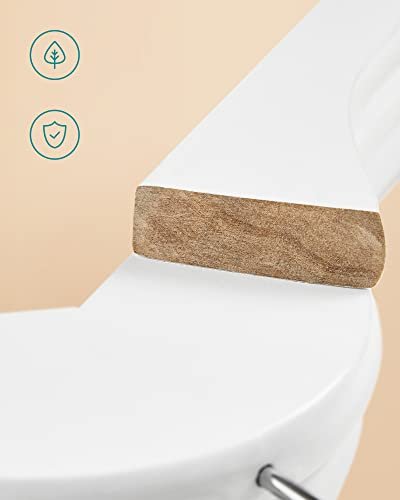 SONGMICS kleshenger med skulderhakk, sklisikker samlestang, 360° roterbar krok - hvitt tre (sett med 20)