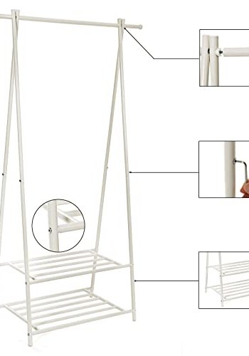 SONGMICS klesstativ, m. 2 hyller - hvitt jern