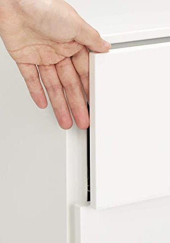 Songmics arkivskap, lsbart, m. 3 skuffer og hjul - hvitt stl