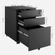 SONGMICS mobilt arkivskap, m. 3 skuffer, lsbar stlsokkel, hengeskinner, hjul - sort stl