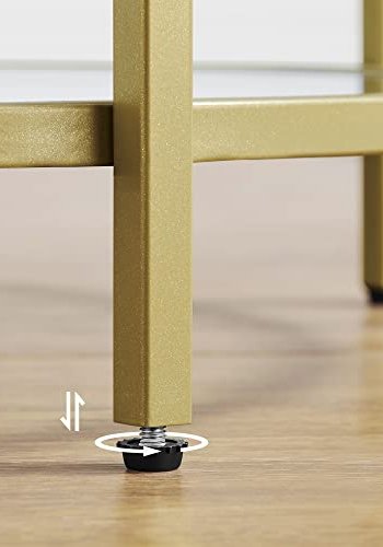 VASAGLE salongbord, rundt - herdet glass og gullstl (50)