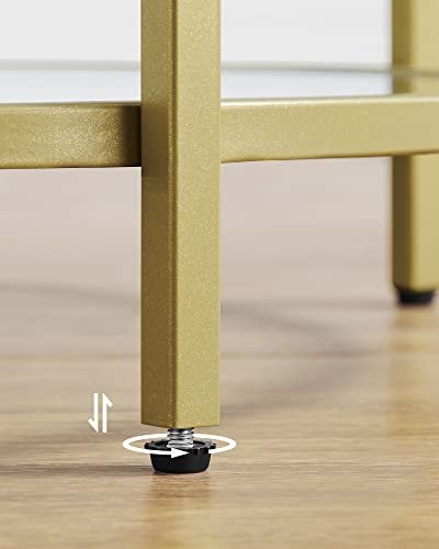 VASAGLE salongbord, rundt - herdet glass og gullstl (50)