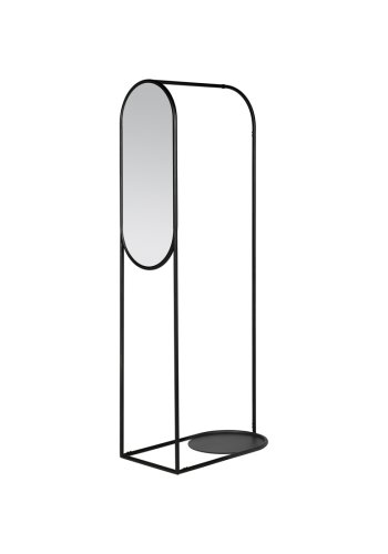 BROSTE COPENHAGEN Archie Kleiderständer, mit Spiegel – Spiegelglas und schwarzes Metall