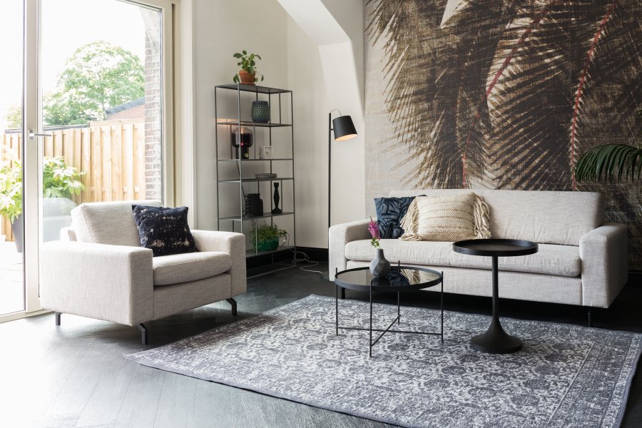 ZUIVER Jean 2,5-seters sofa - latte polyester og stl