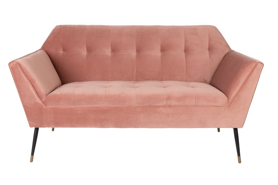 DUTCHBONE Kate 2-seters sofa - rosa leire flyelsstoff og svart jern
