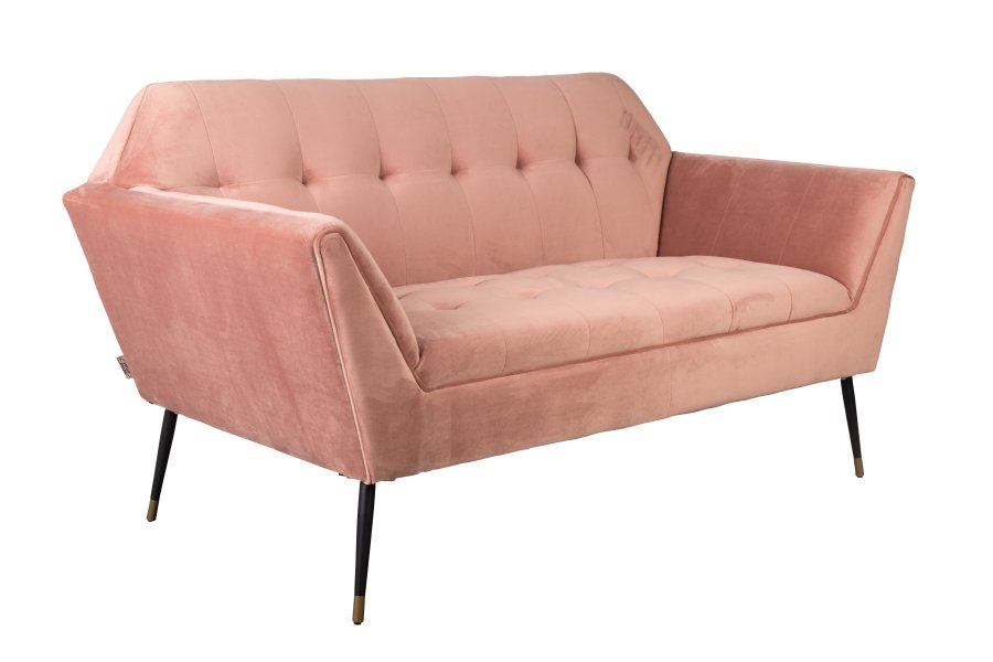 DUTCHBONE Kate 2-seters sofa - rosa leire flyelsstoff og svart jern