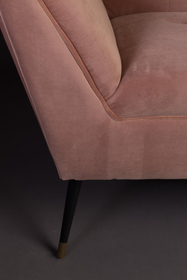 DUTCHBONE Kate 2-seters sofa - rosa leire flyelsstoff og svart jern