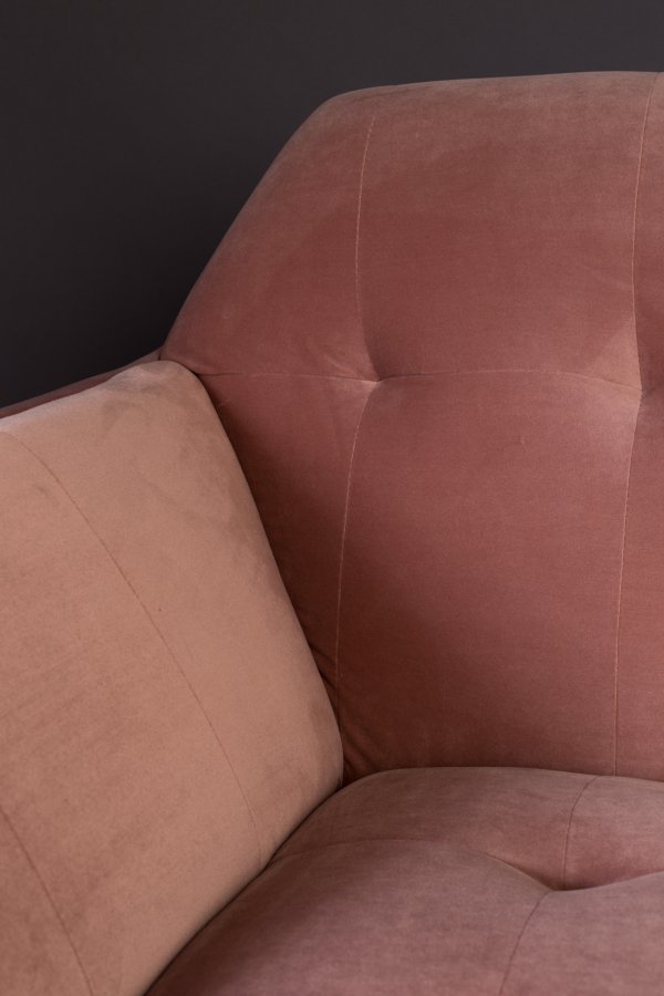 DUTCHBONE Kate 2-seters sofa - rosa leire flyelsstoff og svart jern