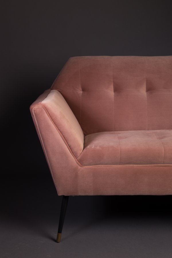 DUTCHBONE Kate 2-seters sofa - rosa leire flyelsstoff og svart jern