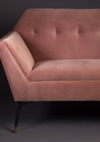 DUTCHBONE Kate 2-seters sofa - rosa leire flyelsstoff og svart jern