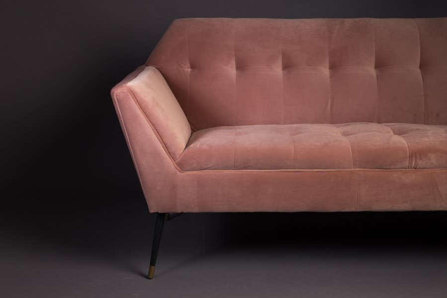 DUTCHBONE Kate 2-seters sofa - rosa leire flyelsstoff og svart jern