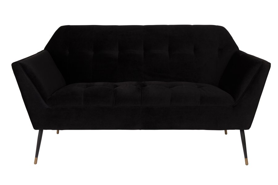 DUTCHBONE Kate 2-seters sofa - svart flyelsstoff og svart jern
