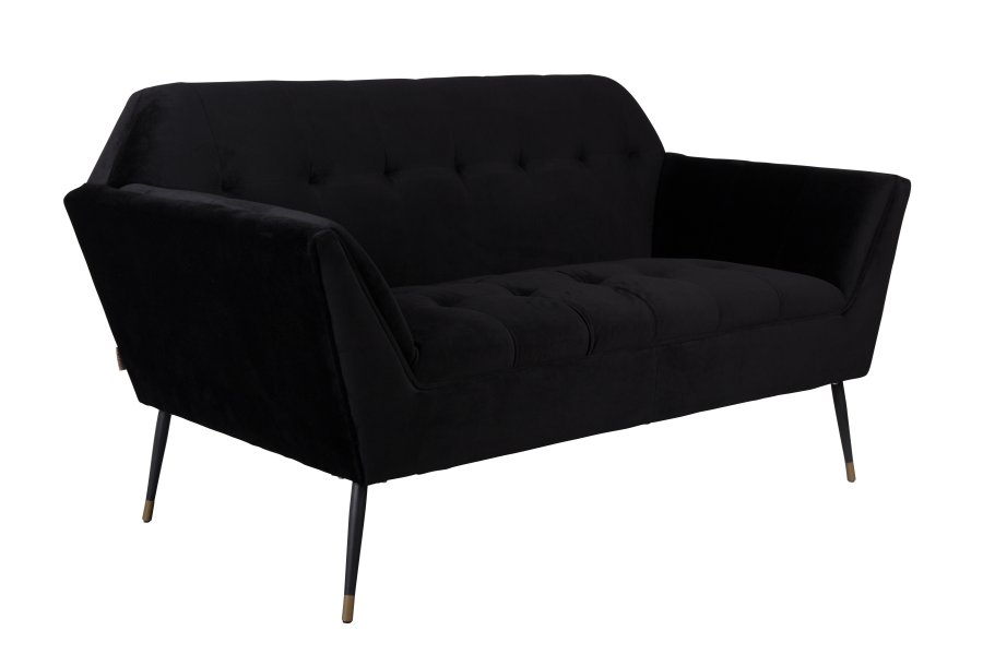 DUTCHBONE Kate 2-seters sofa - svart flyelsstoff og svart jern