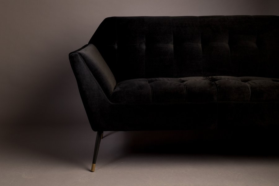 DUTCHBONE Kate 2-seters sofa - svart flyelsstoff og svart jern
