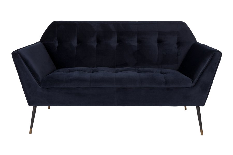 DUTCHBONE Kate 2-seters sofa - dypbl flyelsstoff og svart jern