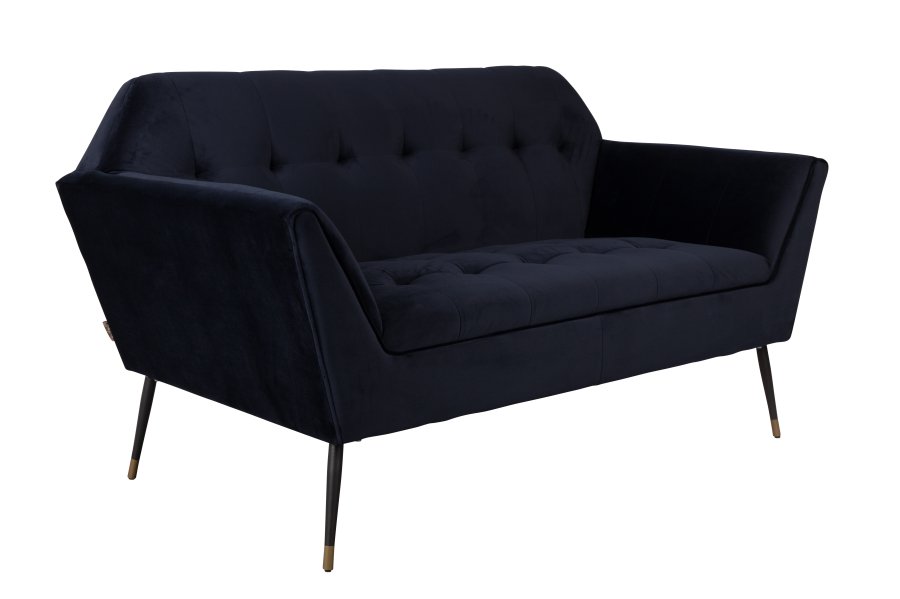 DUTCHBONE Kate 2-seters sofa - dypbl flyelsstoff og svart jern